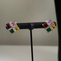Multicolor Rainbow CZ Stud Necklace Set – Geometric Festive Jewelry - Vinni’s Jewelry