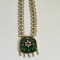 Nizam - Emerald Long Necklace Set – Dual Line Kundan Work - Vinni’s Jewelry