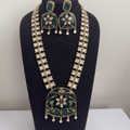 Nizam - Emerald Long Necklace Set – Dual Line Kundan Work - Vinni’s Jewelry