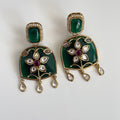 Nizam - Emerald Long Necklace Set – Dual Line Kundan Work - Vinni’s Jewelry