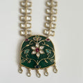 Nizam - Emerald Long Necklace Set – Dual Line Kundan Work - Vinni’s Jewelry