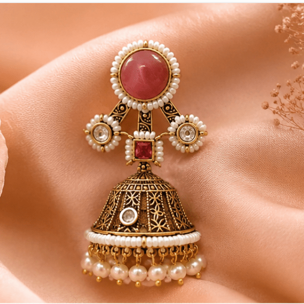 Noor Antique Pearl Jhumka Earrings - Vinni’s Jewelry