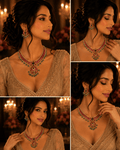 Noor Gulabi Emerald Bridal Choker Set with Pendant - Vinni’s Jewelry
