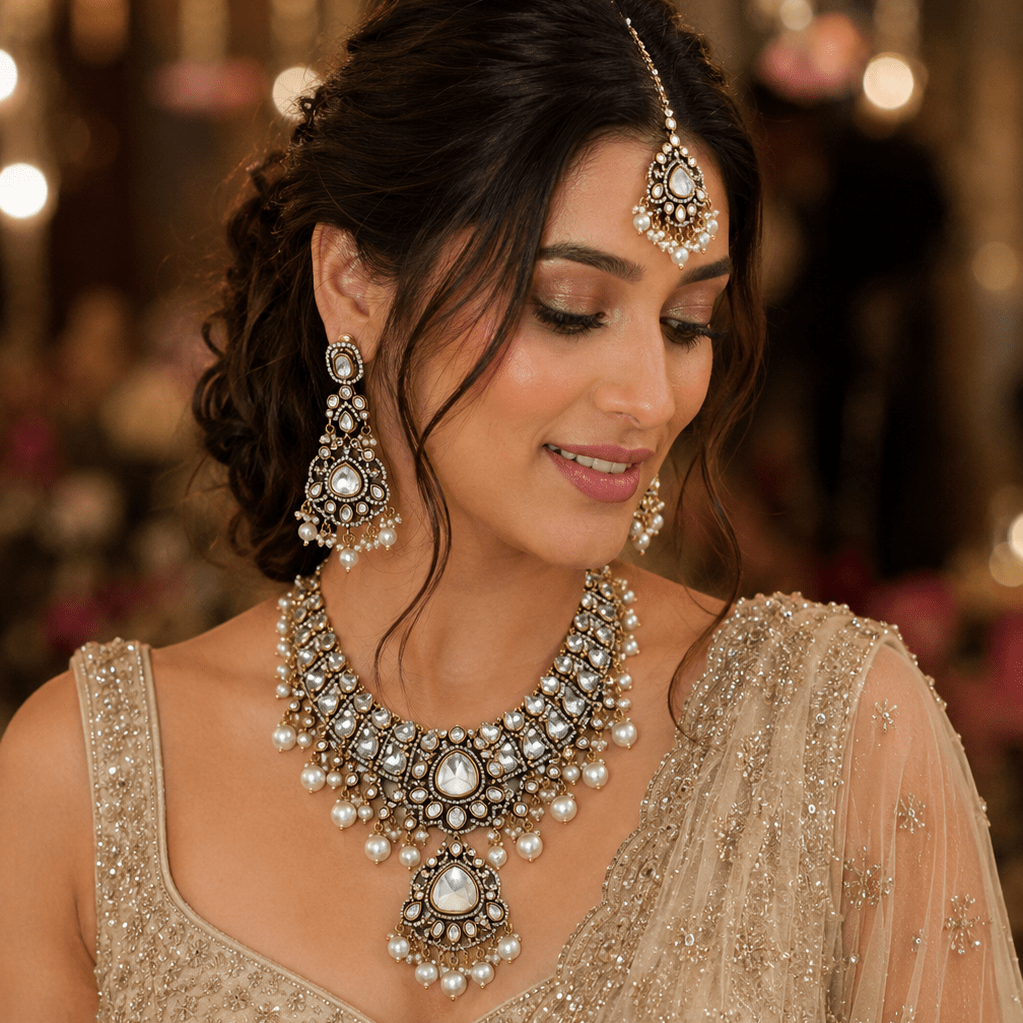 Noorani Antique Polki Bridal Set - Vinni’s Jewelry