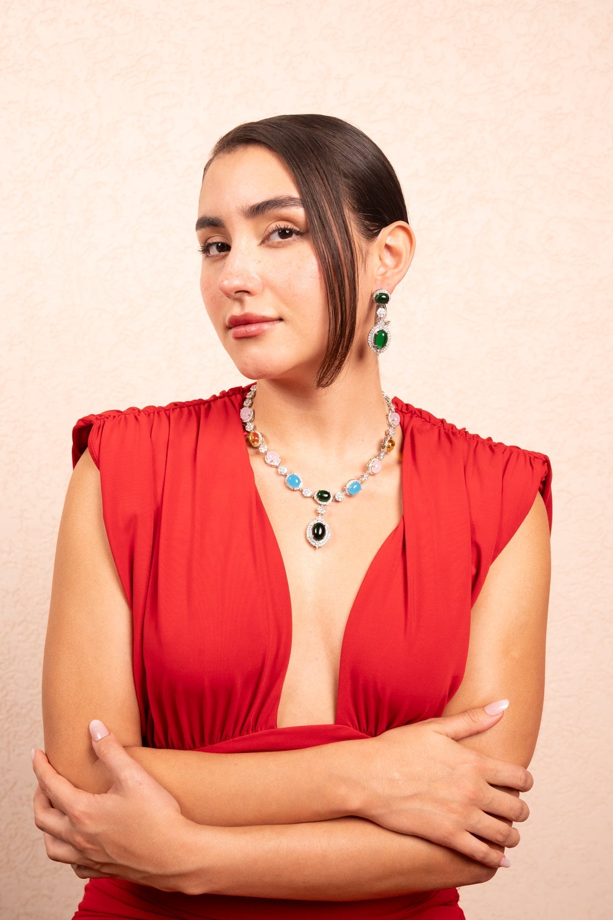 Opulent Emerald Drop Necklace Set - Vinni’s Jewelry
