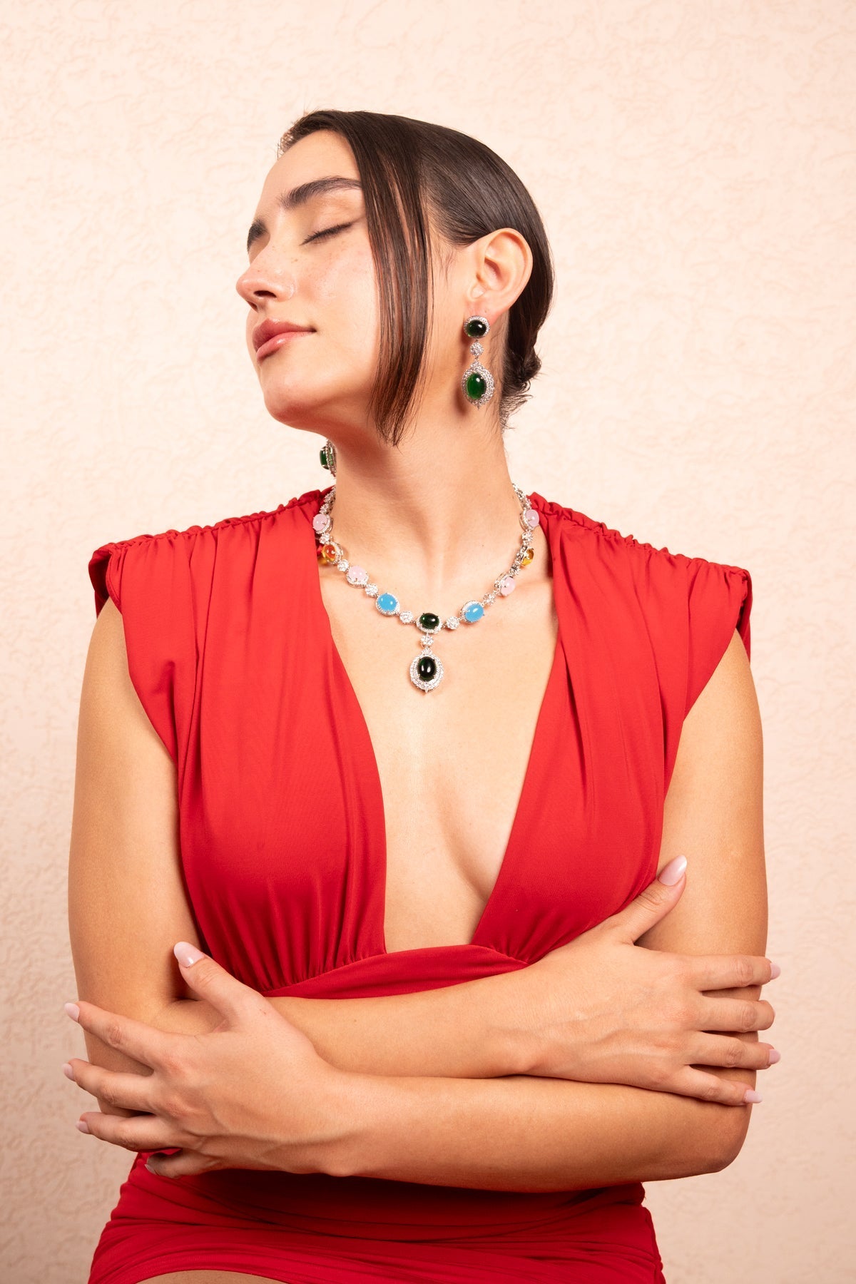 Opulent Emerald Drop Necklace Set - Vinni’s Jewelry