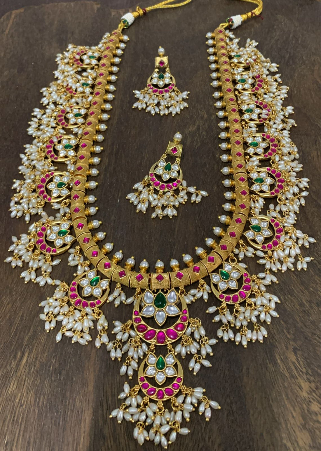 Padmavati Temple Pearl Long Haar Set - Vinni’s Jewelry
