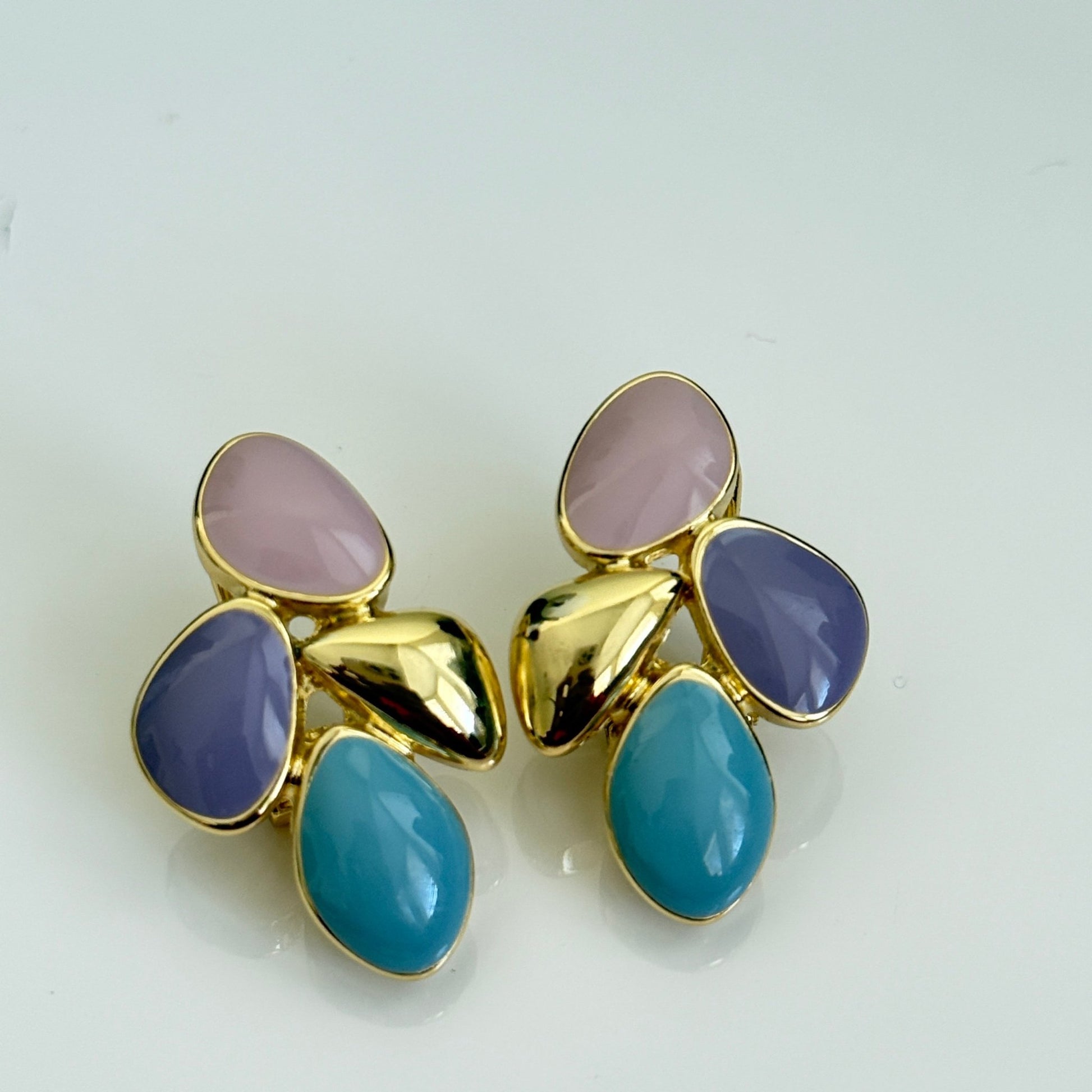 Pastel Blossom Trio - Multicolor Stone Pendant and Earring Set - Vinni’s Jewelry