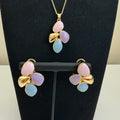Pastel Blossom Trio - Multicolor Stone Pendant and Earring Set - Vinni’s Jewelry