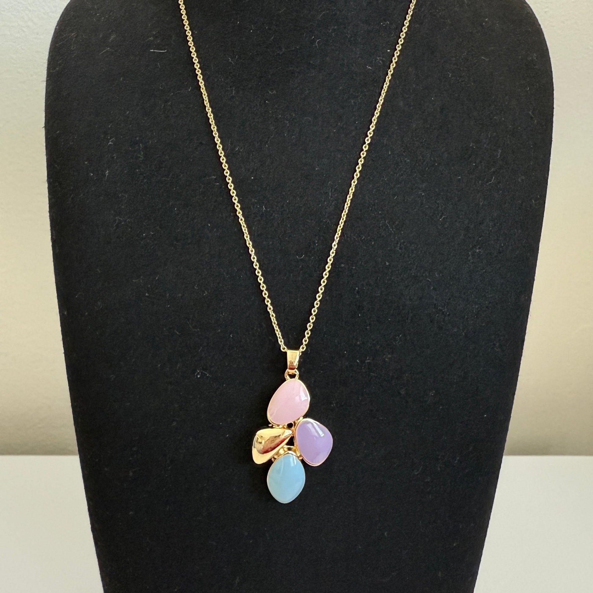 Pastel Blossom Trio - Multicolor Stone Pendant and Earring Set - Vinni’s Jewelry