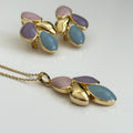 Pastel Blossom Trio - Multicolor Stone Pendant and Earring Set - Vinni’s Jewelry