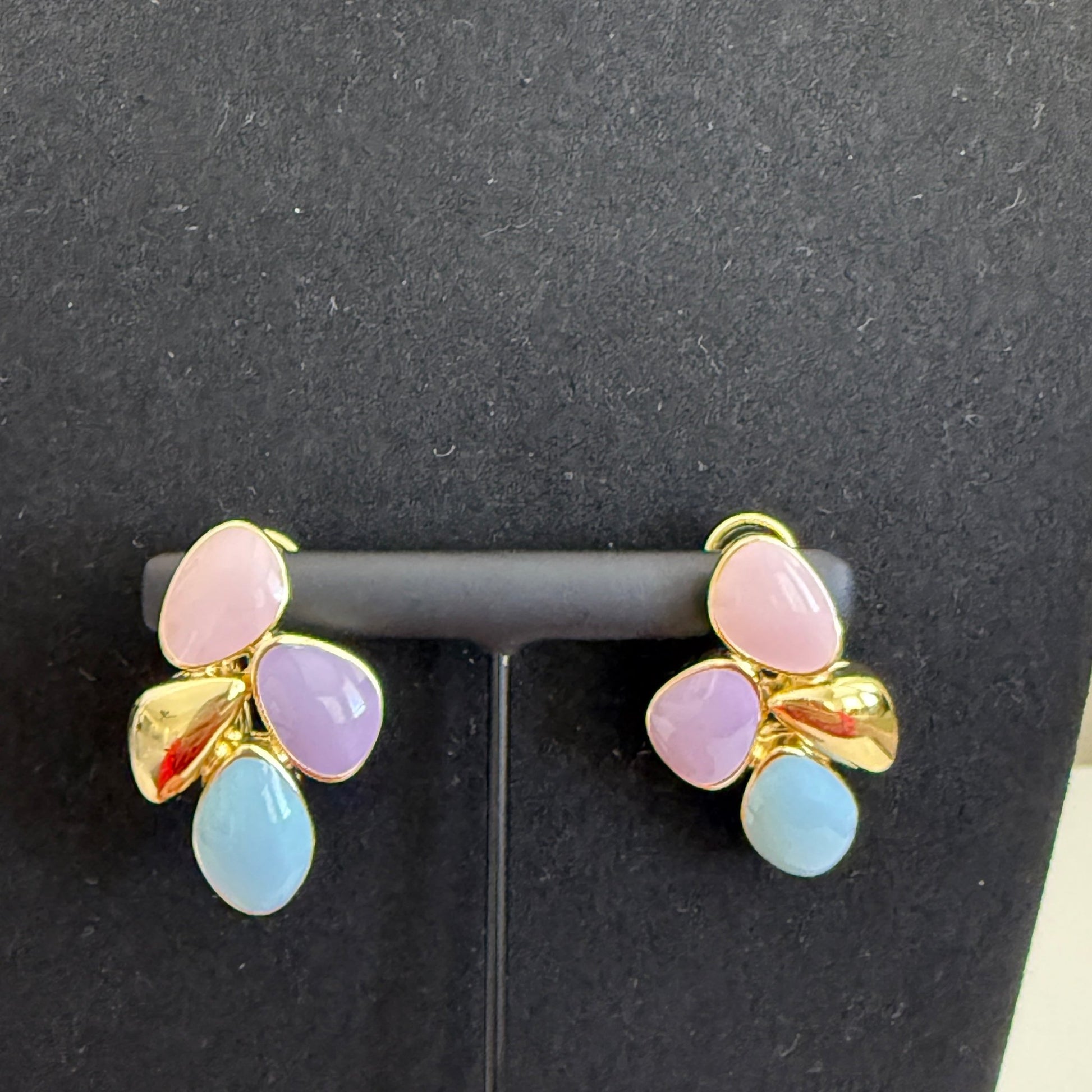 Pastel Blossom Trio - Multicolor Stone Pendant and Earring Set - Vinni’s Jewelry