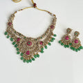 Peacock Garden Temple Necklace Set - Vinni’s Jewelry