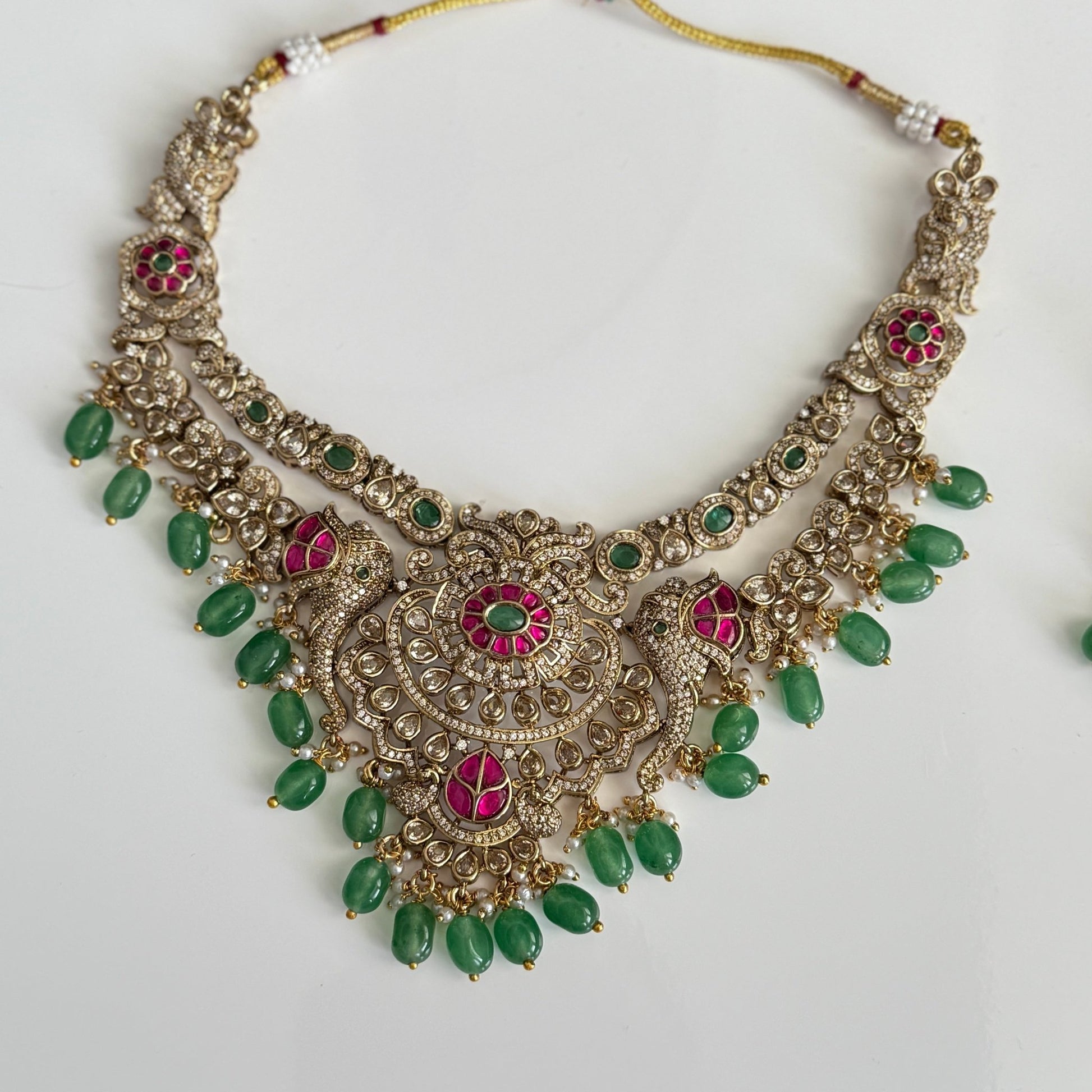 Peacock Garden Temple Necklace Set - Vinni’s Jewelry