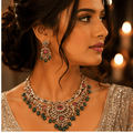 Peacock Garden Temple Necklace Set - Vinni’s Jewelry