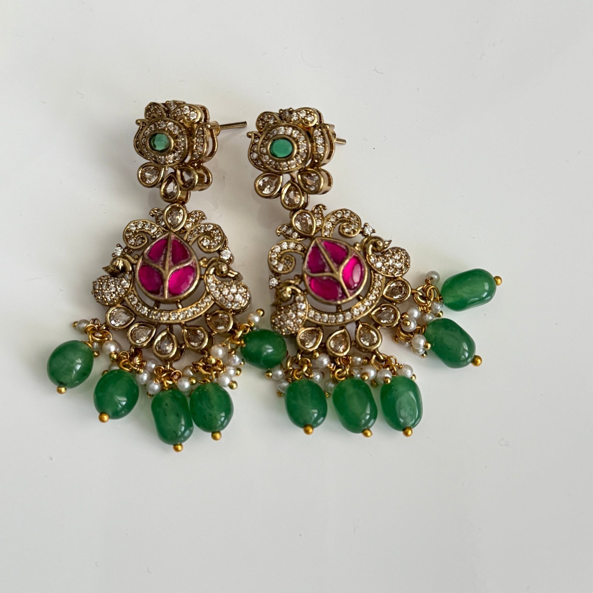 Peacock Garden Temple Necklace Set - Vinni’s Jewelry