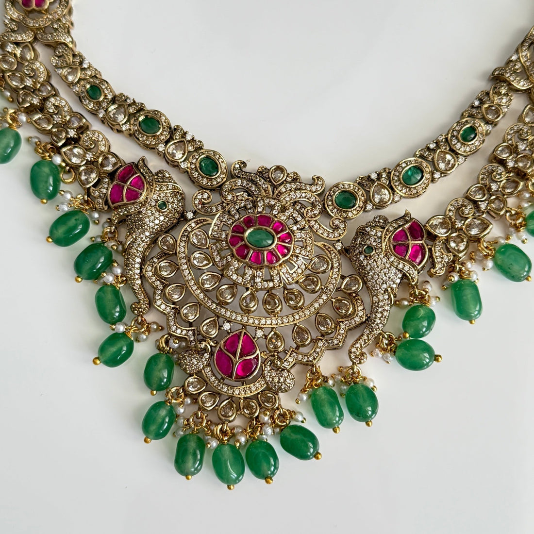 Peacock Garden Temple Necklace Set - Vinni’s Jewelry
