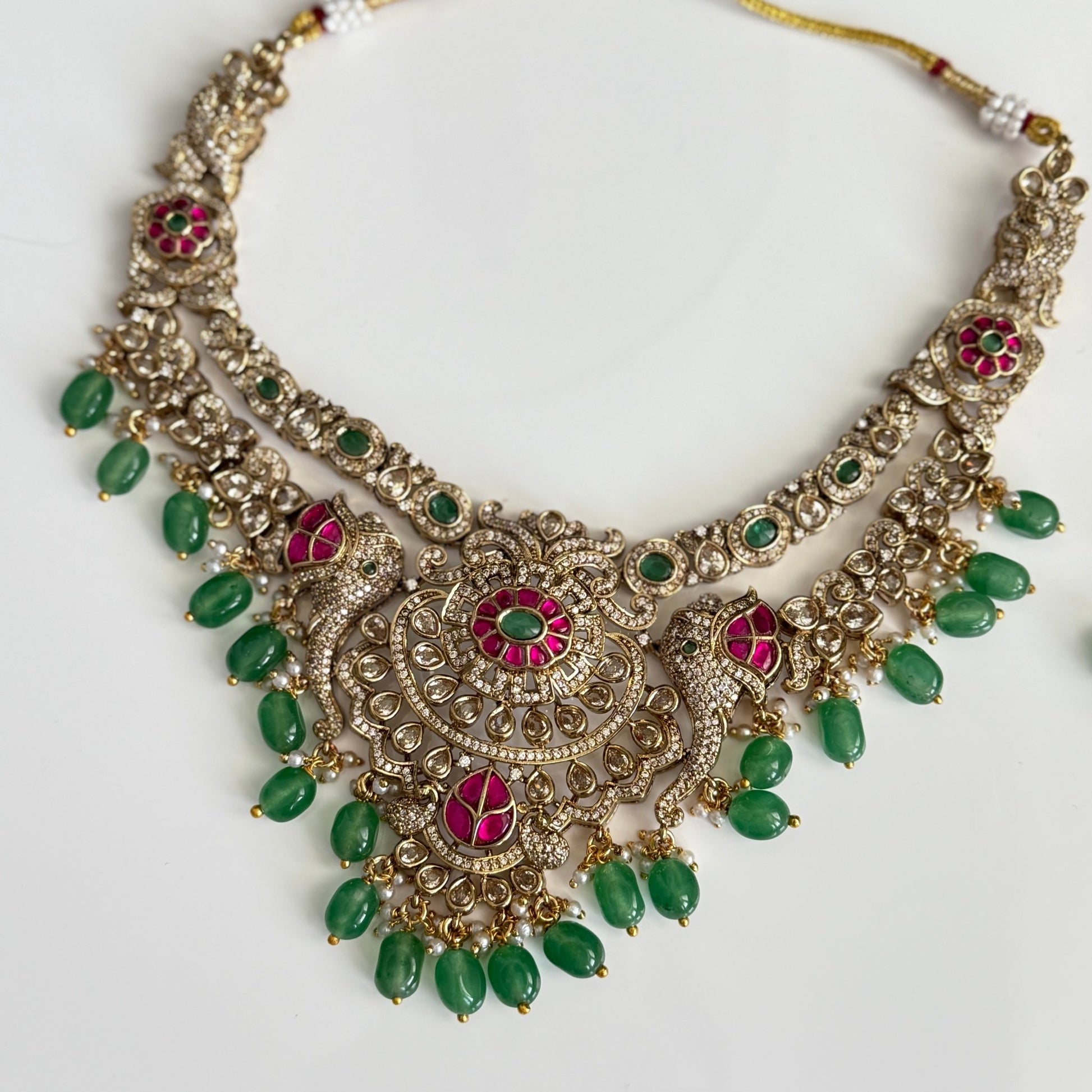 Peacock Garden Temple Necklace Set - Vinni’s Jewelry