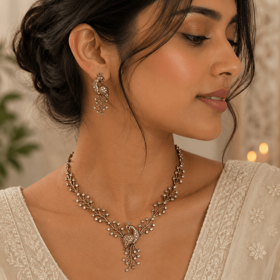 Peacock Grace CZ Necklace Set - Vinni’s Jewelry