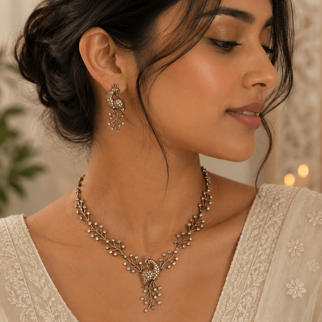 Peacock Grace CZ Necklace Set - Vinni’s Jewelry