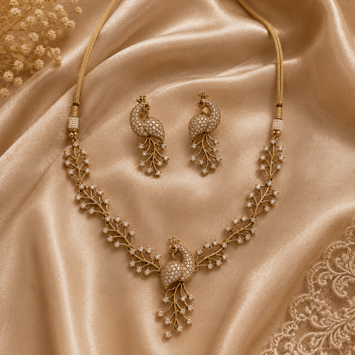 Peacock Grace CZ Necklace Set - Vinni’s Jewelry