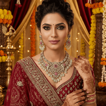 Peacock Temple Necklace Set - Vinni’s Jewelry