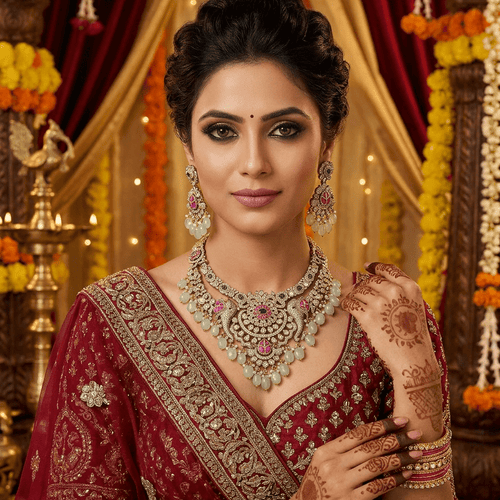 Peacock Temple Necklace Set - Vinni’s Jewelry