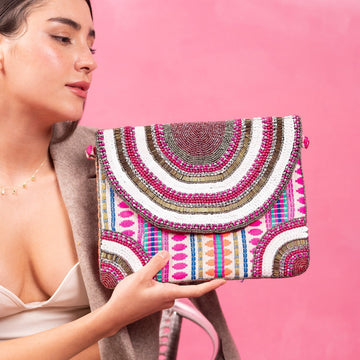 Pink Aura Luxe Beaded Clutch - Vinni’s Jewelry