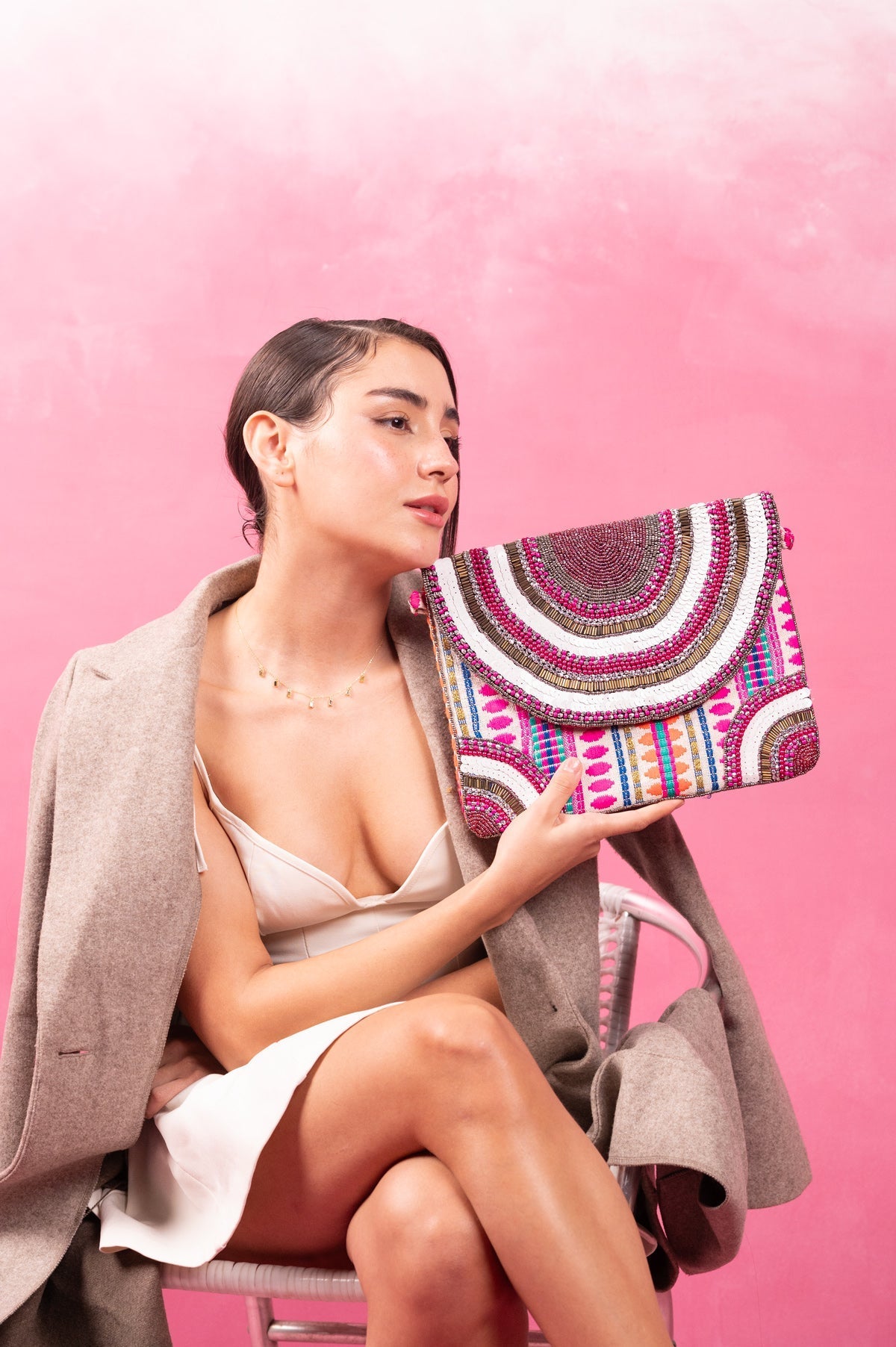 Pink Aura Luxe Beaded Clutch - Vinni’s Jewelry