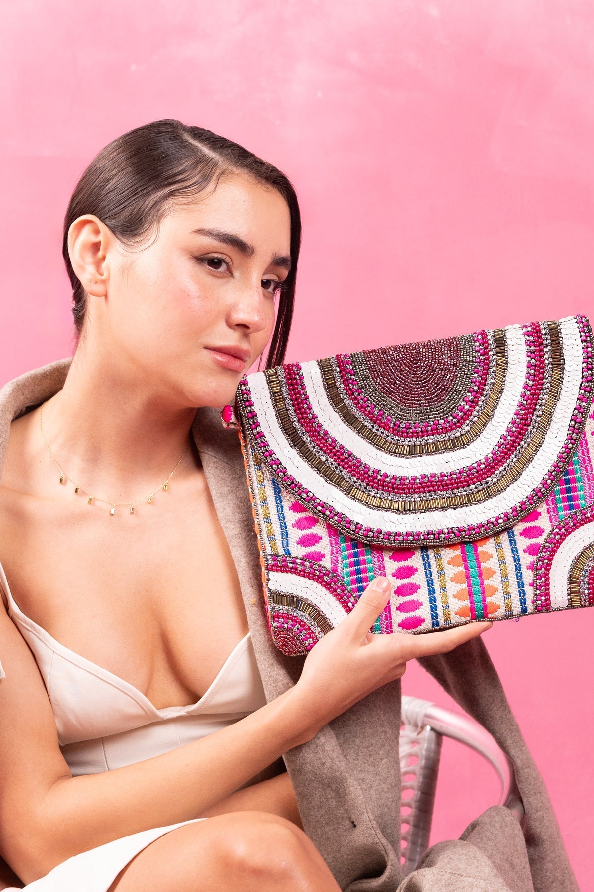 Pink Aura Luxe Beaded Clutch - Vinni’s Jewelry