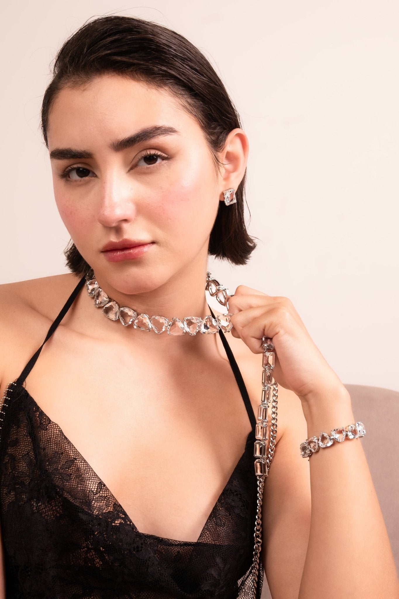 Radiant Crystal Heart Choker Set - Vinni’s Jewelry