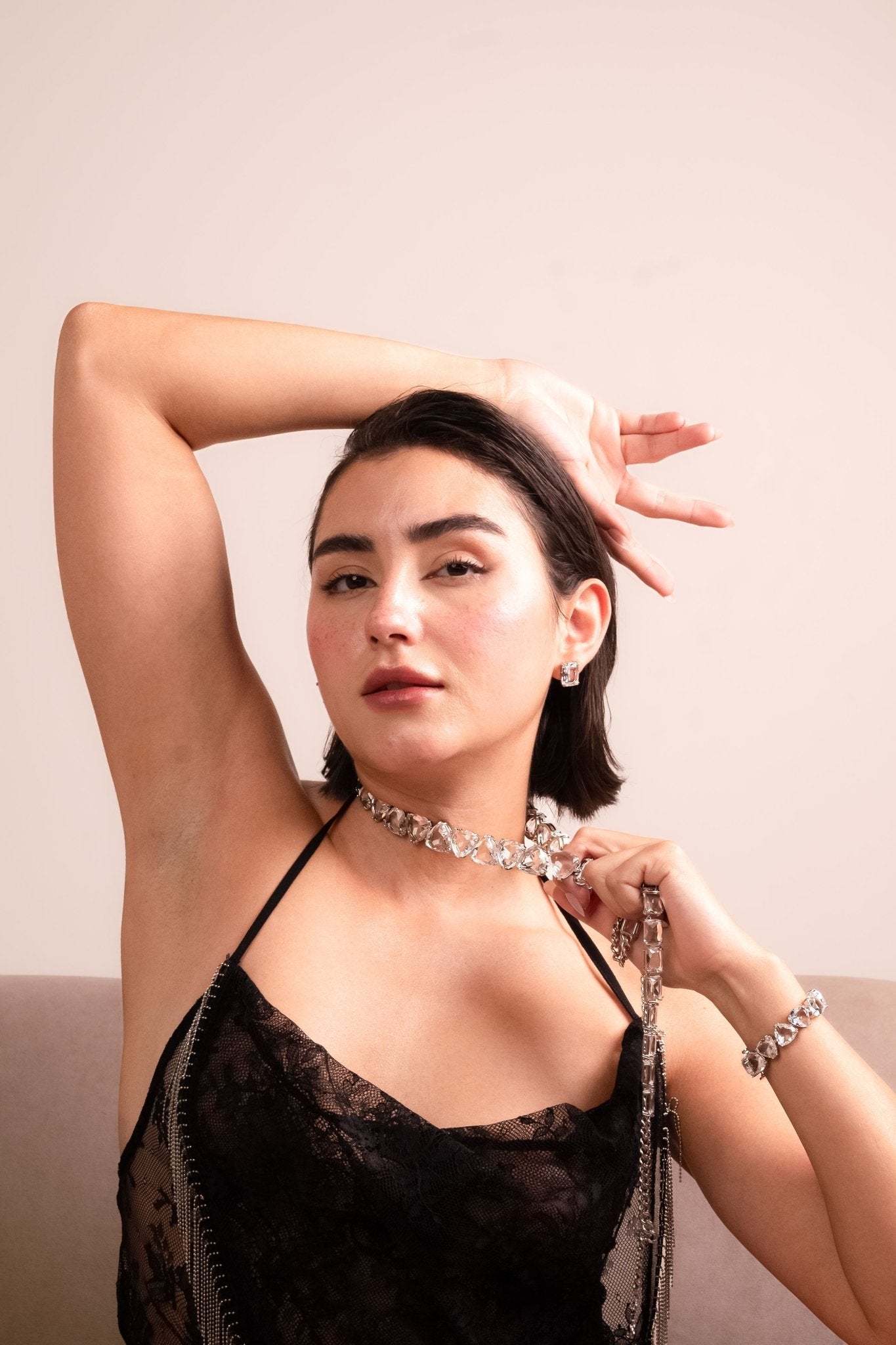 Radiant Crystal Heart Choker Set - Vinni’s Jewelry
