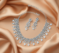 Radiant Crystal Waterfall Necklace Set – Silver Plated with Matching Earrings - Vinni’s Jewelry
