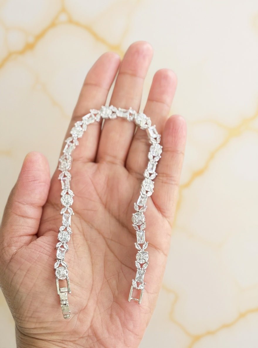 Radiant Elegance CZ Matha Patti – Silver Finish - Vinni’s Jewelry