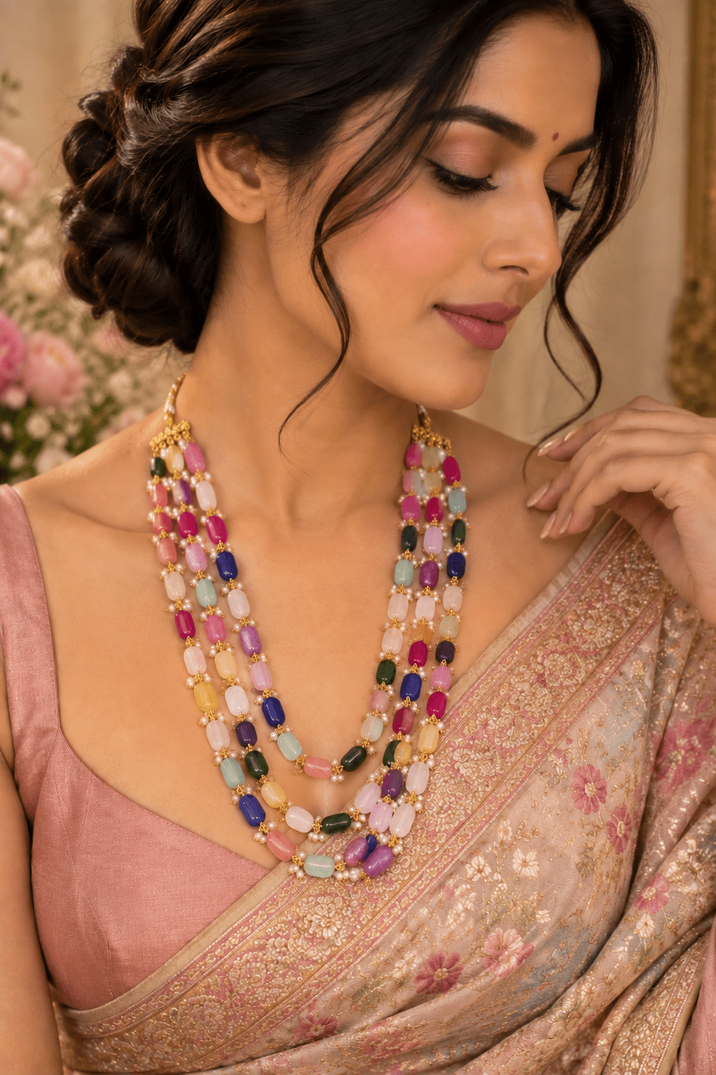 Rainbow Gemstone Pearl Layered Necklace - Vinni’s Jewelry