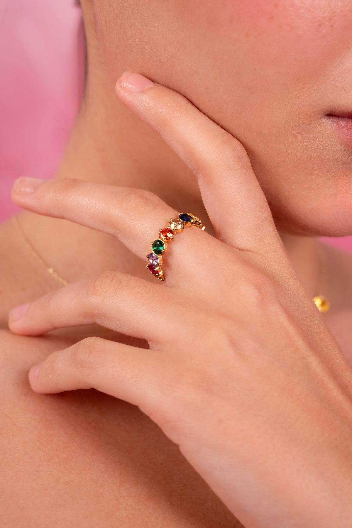 Rainbow Luxe Gemstone Band Ring - Vinni’s Jewelry