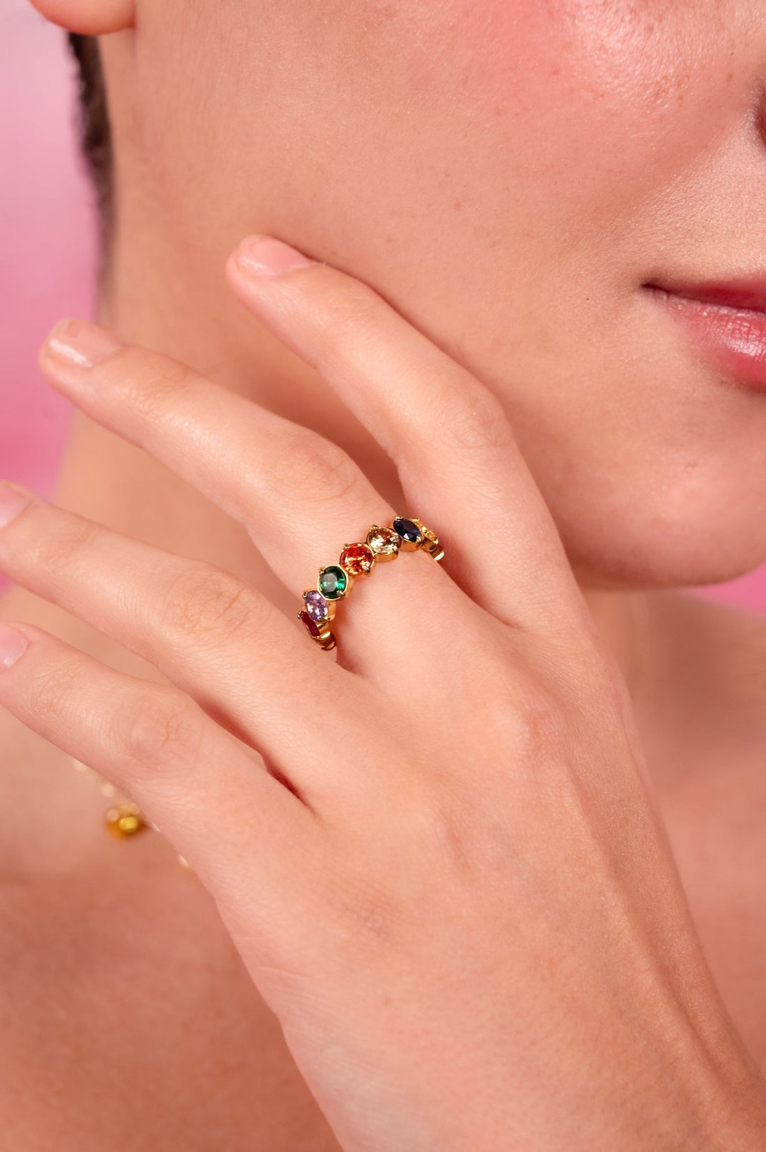 Rainbow Luxe Gemstone Band Ring - Vinni’s Jewelry