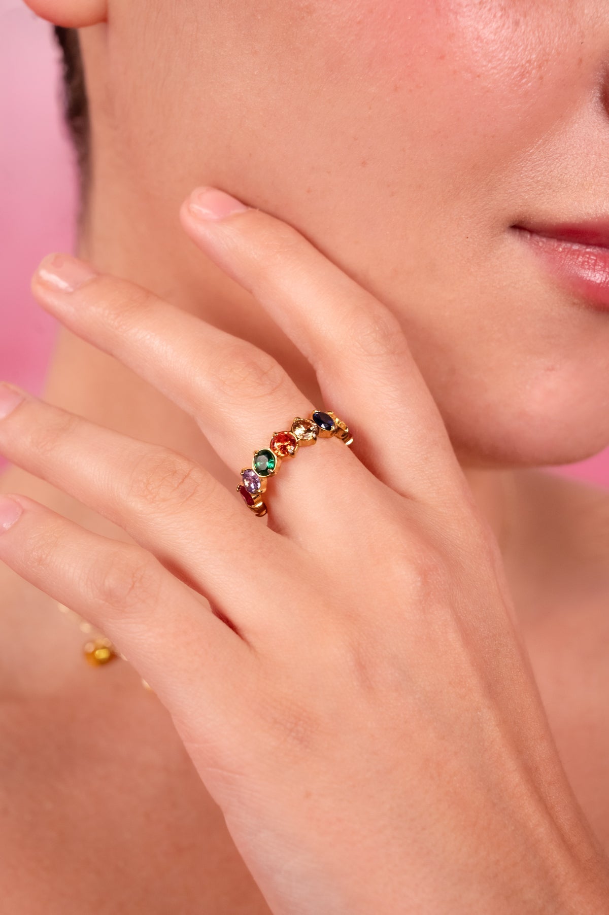 Rainbow Luxe Gemstone Band Ring - Vinni’s Jewelry