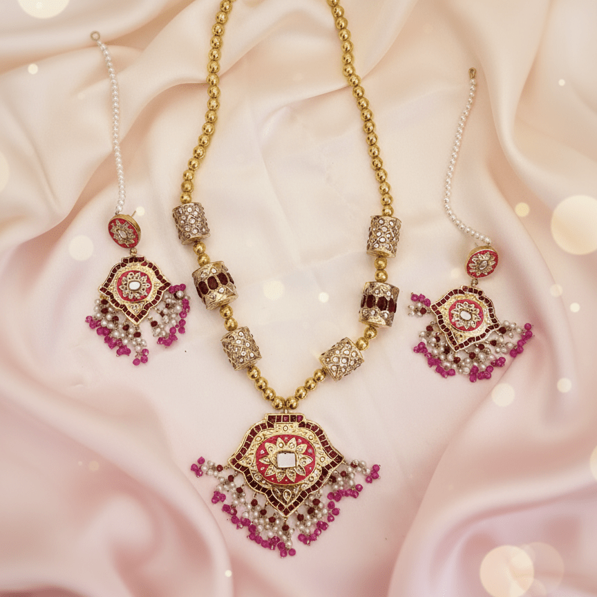 Rajputi Gulabi Haar Set - Vinni’s Jewelry