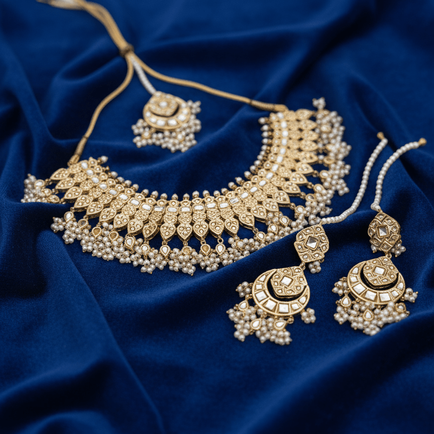 Rajwada Pearl Kundan Set - Vinni’s Jewelry