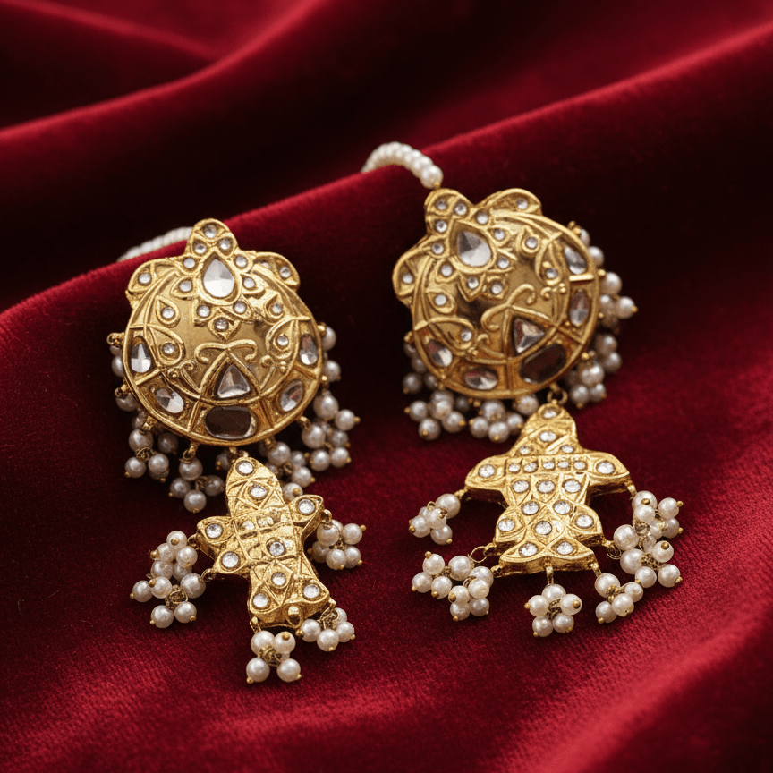 Rajwada Temple Borla Set - Vinni’s Jewelry