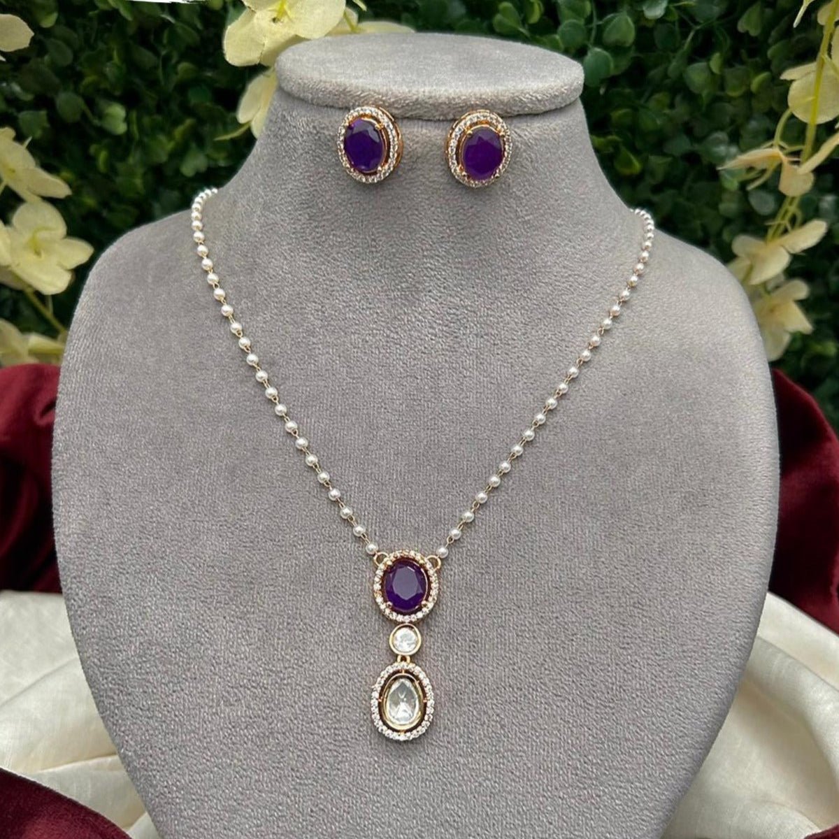 Regal Amethyst Pearl Necklace Set - Vinni’s Jewelry