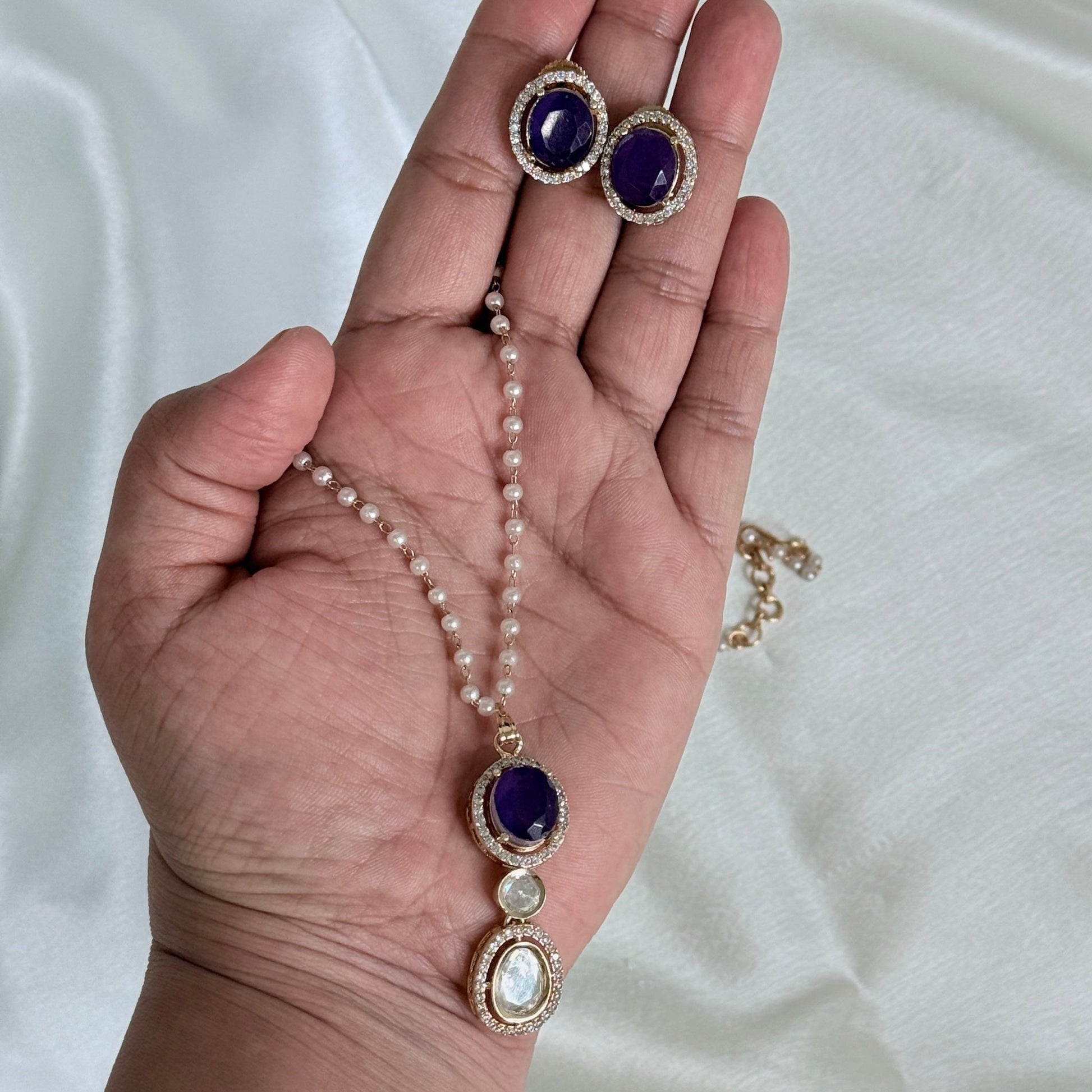Regal Amethyst Pearl Necklace Set - Vinni’s Jewelry