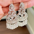 Regal Chandbali CZ Earrings – Silver Sparkle Edition - Vinni’s Jewelry