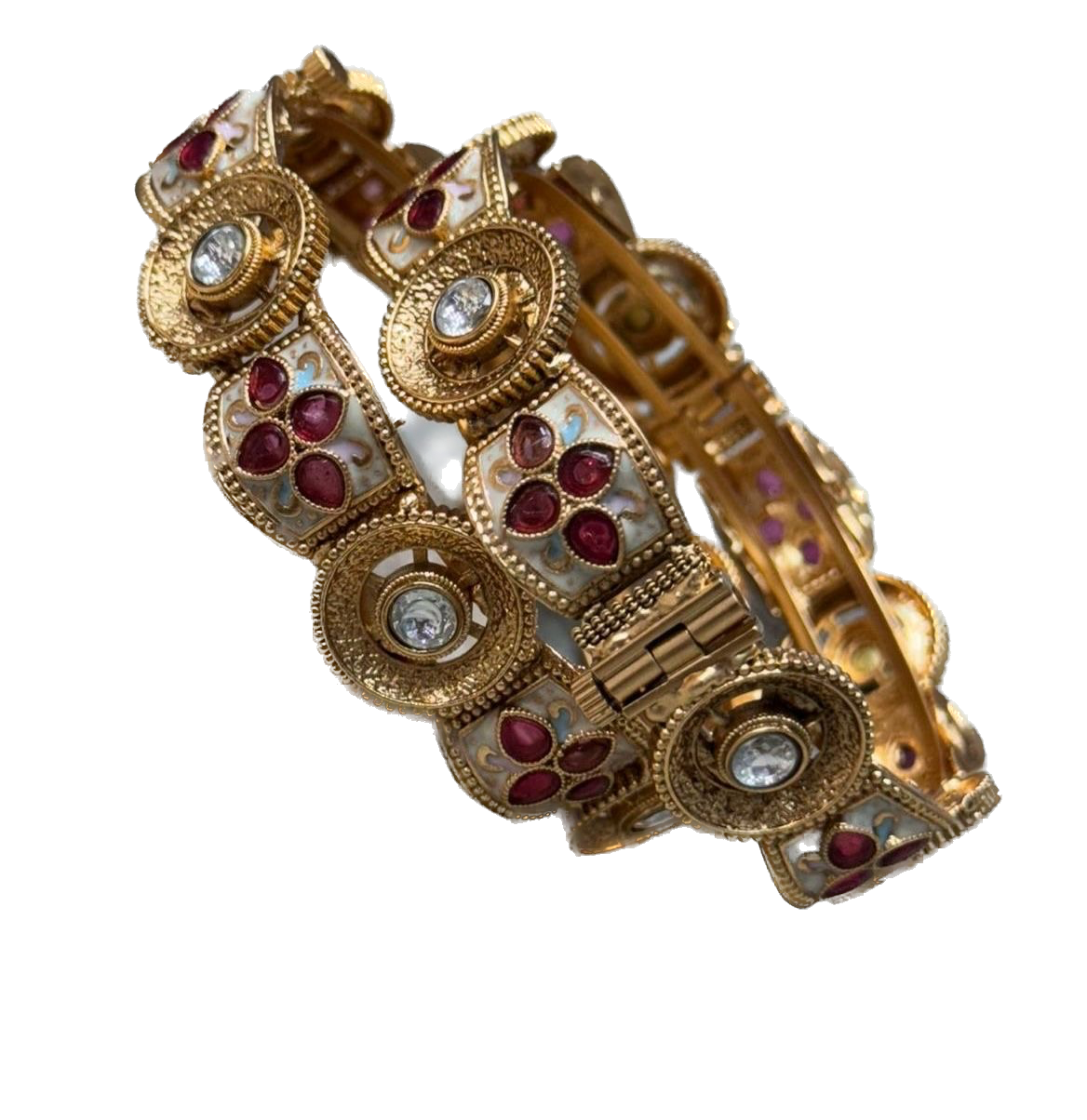 Regal Enamel Gemstone Bangle Set - Vinni’s Jewelry