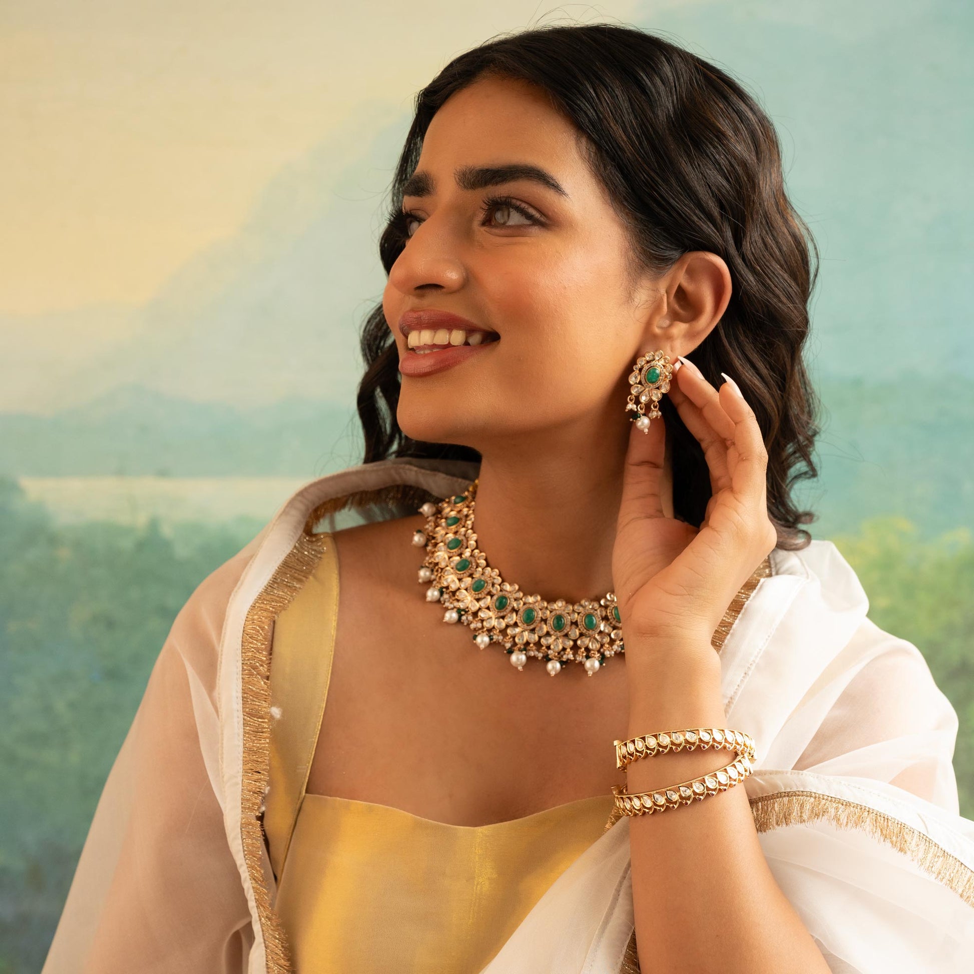 Regal Kundan Bangles – Gold - Toned Bridal Set - Vinni’s Jewelry