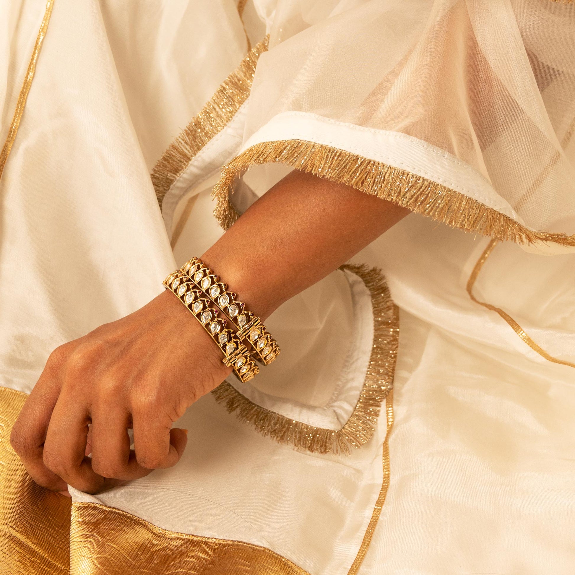 Regal Kundan Bangles – Gold - Toned Bridal Set - Vinni’s Jewelry