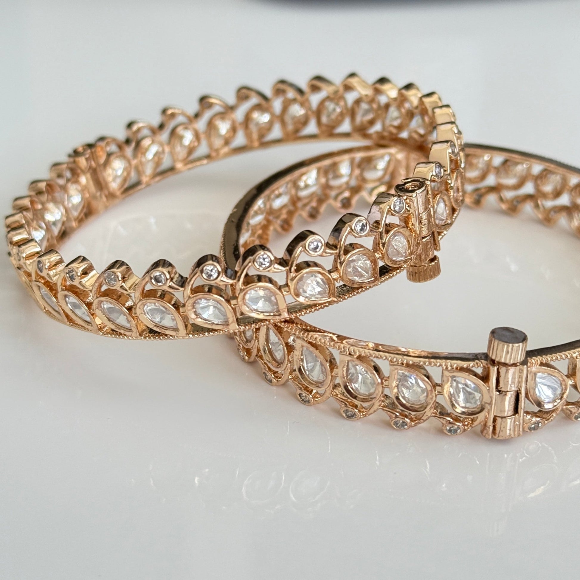 Regal Kundan Bangles – Gold - Toned Bridal Set - Vinni’s Jewelry