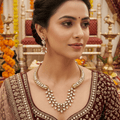 Regal Leaffall Necklace Set – Ruby Kundan Elegance - Vinni’s Jewelry