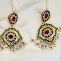 Regal Pearl Kundan Meenakari Set – Multicolor Enamel with Jhumar Maang Tikka - Vinni’s Jewelry